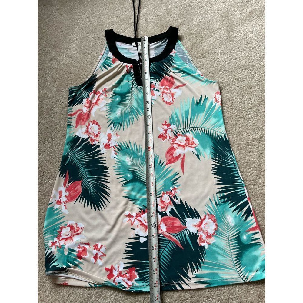 WHBM Racerback Palm Leaf & Flowers Tropical long top - Picture 9 of 9